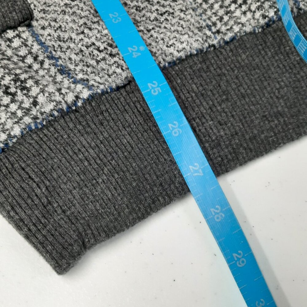 American Eagle Men's Textured Knit Plaid Hoodie Cotton Gray & Blue - Size XL - Picture 9 of 11